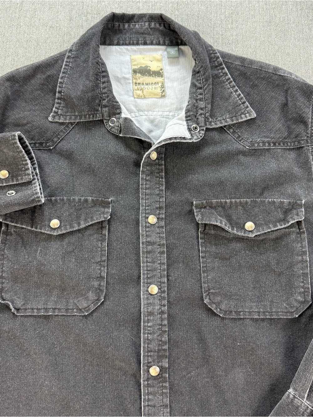 Gramicci Men's M Washed Black Corduroy Snap Button Shacket Y2K EUC Dual Pocket